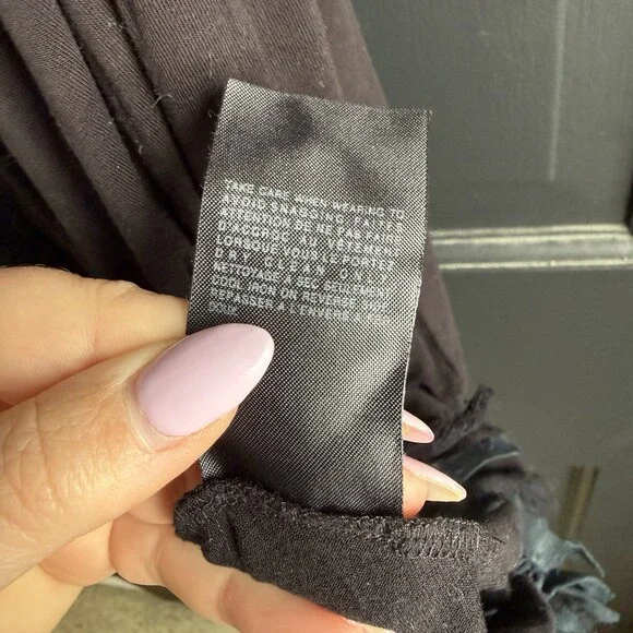 AllSaints - Black Ruffle Shift Dress- Size US 6 UK 10 - Picture 9 of 10